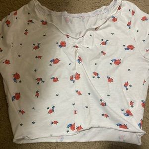 White floral crop top